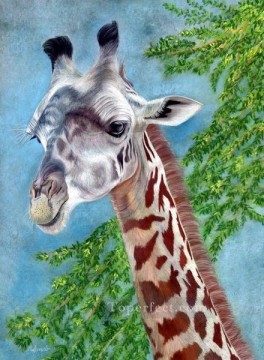 giraffe and leaves Oil Paintings